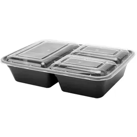 casativo 20 Lebensmittelboxen mit Deckel u. 3 Fächern, Bento-Boxen 1,2 l, wiederverwendbare Essensboxen für Mitnahme, Aufbewahrung und Einfrieren