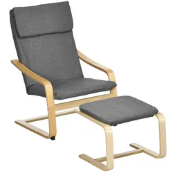 HOMCOM Relaxsessel mit Hocker Polyester, Stahl