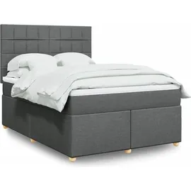 vidaXL Boxspringbett 140 x 200 cm Dunkelgrau