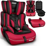 KIDUKU Autokindersitz Kindersitz 9-36 kg (1-12 Jahre), Autositz ECE R 129/03, Kinderautositz Gruppe 1/2/3 rot|schwarz