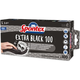 Spontex Extra Black Vinyl, ungepudert und latexfrei, vielseitig einsetzbar, in praktischer Spenderbox, Größe L,