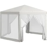 Outsunny Pavillon 394x341,2x250cm Gartenpavillon mit Moskitonetz Partyzelt Gartenzelt Festzelt Zelt 6-eckig Polyester Metall Creme