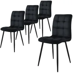 ML-Design Esszimmerstuhl 4er Set Schwarz Samtbezug mit Metallbeinen inkl. Montagematerial