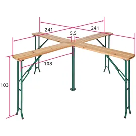 Tectake Quattro Stehtisch 241 x 241 x 103 cm braun klappbar