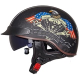 Smilfree Motorradhelm Halbschalenhelm mit ECE-Zertifizierung Rollerhelm Cruiser Chopper Skateboardhelm Antikollisionshelm Motorradhalbhelm mit Visier für Damen und Herren Erwachsene