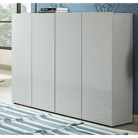 home24 Mister Bianco 120 x 115 x 34 cm hochglänzend weiß / weiß