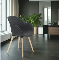 Kadima Design Stuhl & Armlehnstuhl Gepolstert  Gastro & Konferenz  Buchenholz & Stoffbezug Anthrazit  Hochwertig  Tixano Kollektion