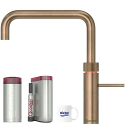 BieTal® Quooker Fusion Square Messing Patina COMBI Reservoire & sprudelndes Wasser CUBE