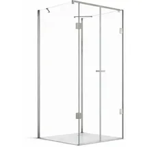 Buylando Emma U-Form Duschkabine rechts 80 x 195 cm Silber/Schwarz/Gold/Weiß mit Duschtasse