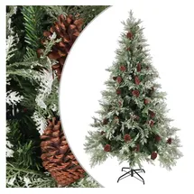 vidaXL Weihnachtsbaum mit Zapfen Grün/Weiß 195 cm
