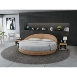 Xlmoebel Rundbett Designer Schlafzimmermöbel Luxus-Doppelbett mit Polsterung und runder (Bett LB8844), Hergestellt in Europa braun