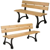 Mendler Gartenbank HWC-O20, Sitzbank Parkbank Holzbank 3-Sitzer, Gusseisen Holz