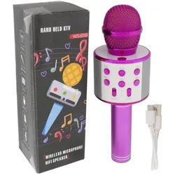 Kabellos Bluetooth Karaoke Mikrofon WS-858 für Kinder Rosa Party Lautsprecher...