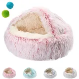 Haboz Hundehöhle, HABOZ GoHöhle - Ergonomische Hundehöhle Für Gelenkschonende Schläfchen, Hunde Kuschelhöhle Hunde Höhle Katzen Bettchen (Rosa Langer Plüsch, 60 * 60cm/23.6in*23.6in)