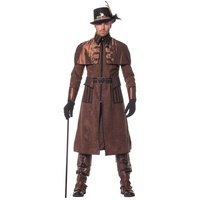 shoperama Steampunk Herren Mantel Braun/Schwarz Kostüm Jacke viktorianisch Industrial hochwertig, Größe:50