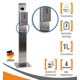 MyMaxxi | Hand Desinfektionsmittelspender Station Sensor Steel Edelstahl Spender Set 1x 1L Desinfektionsmittel stehend automatisch | Desinfektionsspender