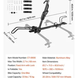 Vevor Dachfahrradträger 15 kg Tragkraft
