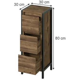 Vicco Naola Midischrank 30 x 80 cm Eiche/Schwarz