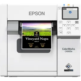 Epson ColorWorks C4000, Glänzende Schwarztinte, Cutter, ZPLII, USB, Ethernet,