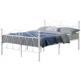[en.casa] Metallbett 140x200 cm Doppelbett bis 300kg Weiß