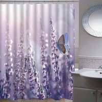 3D Duschvorhang 120x200 Lavendel Duschvorhänge Antischimmel Wasserdicht Badevorhang Lavendel Duschrollo für Badewanne Dusche Badezimmer Shower Curtains, 8 Duschvorhang Ringe