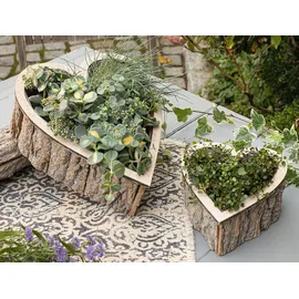 Dekoleidenschaft Herz 2er Set Pflanzschale 20 x 20 x 10 cm Braun