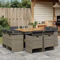 vidaXL Garten-Essgruppe 9-tlg. Grau