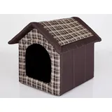 Hobbydog Hundehütte Hundehöhle Tierbett mit Reißverschlussdach, faltbar und pflegeleicht, Schaumstoffwände, wasserabweisend, 6 Größen braun R2 38x44x45 cm
