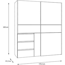 Forte Schwebetürenschrank Winn 2 170 x 200 x 61 cm weiß