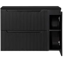 Lomadox Waschtischunterschrank 2 Auszüge 100,4 x 59,5 x 40 cm Schwarz