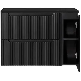 Lomadox Waschtischunterschrank 2 Auszüge 100,4 x 59,5 x 40 cm Schwarz
