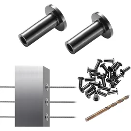 Vevor 101 Stück T316-Edelstahl-Schutzhüllen für 1/8 Zoll Drahtseil-Kabelgeländer, DIY-Balustrade T316 in Marinequalität, mit einem kostenlosen Bohrer, schwarz
