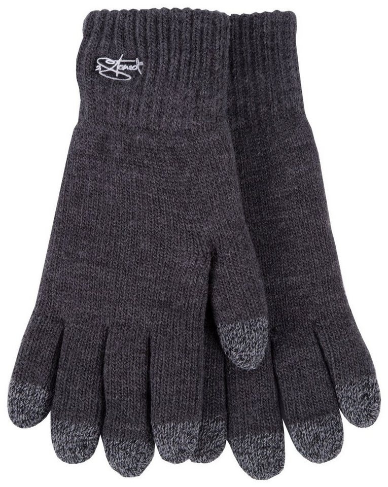 2Stoned Strickhandschuhe Handy Handschuhe Touch Damen Gefüttert in Anthrazit, Größe S (VPE, 1 Paar) für die Bedienung von Smartphones und Tablets grau