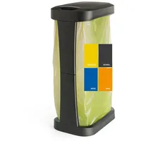 Hausfelder Müllsackständer Müllsackständer mit Deckel für Müllbeutel von 60l bis 120l, 1 Stück, Made in Germany, mit Klapp- und Schwingdeckel, robuste Konstruktion schwarz