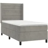 vidaXL Boxspringbett mit Matratze Hellgrau 100x200 cm Samt - Grau