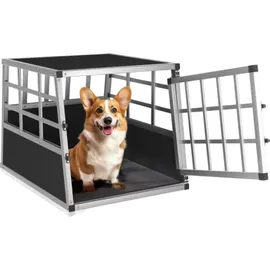 CADOCA Hundetransportbox Aluminium Hundebox Kofferraum robust verschließbar trapezförmig M 54x70x51cm Reisebox Autobox Tiertransportbox
