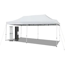 Costway Faltpavillon 3 x 6 m inkl. 4 Seitenteile Weiß/Silber