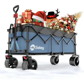 Sekey Bollerwagen Faltbar 200kg Traglast, 123 x 57 x 97cm (L/B/H), blau/grau