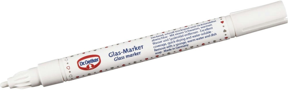 ZENKER Dr. Oetker Preserving Concept Glasmarker, Glas Marker, Markerstift, Markierer, Kunststoff, Weiß, 13 cm, 3224