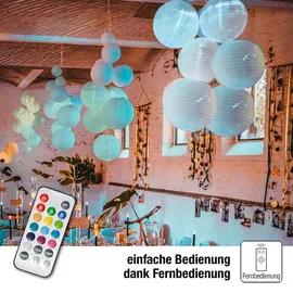 Hellum LED Lampion 5x30cm Nylon 15 Farboptionen inkl. Fernbedienung Weiß
