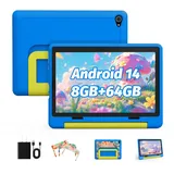 Yicty Kinder Tablet|Upgraded Android 14 Tablet 10 Zoll für Kinder mit Schutzhülle|Octa-Core|8+64GB|Dual Kamera|Kindersicherung|Vorintallierte KIDOZ|Großes Geschenk für Kleinkind (Blau)