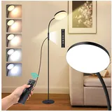 Jibenhome Stehlampe LED Stehleuchte Dimmbar, Leselampe mit Fernbedienung,10 Helligkeitsstufen,Timer schwarz