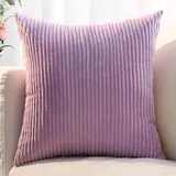 Kissenbezug 80x80, 2er Set,Sofa Kissenbezüge 65x65,Kord Zierkissenbezug Dekokissen Sofakissen Bezug Groß Kissenhülle Dekorative Weiche Zierkissenbezüge Kissen Bezug(Taro Purple,80x80 cm)