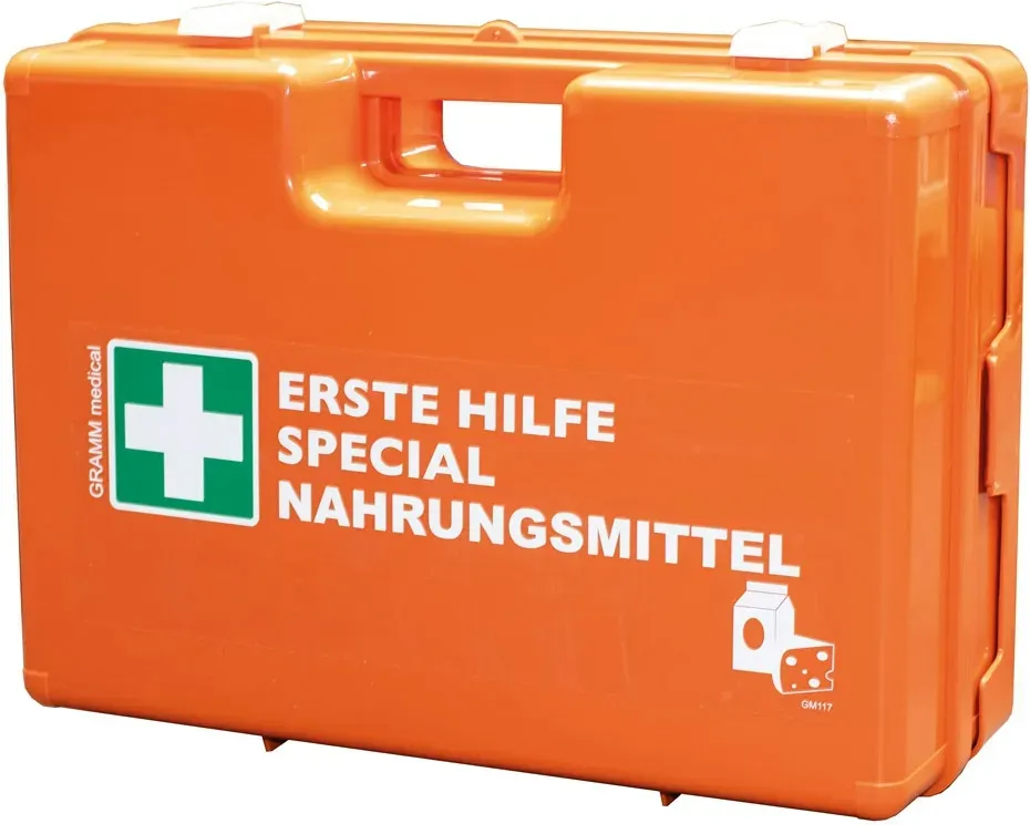 Verbandkoffer Nahrungsmittel DIN 13157 mit Wandhalterung Erste Hilfe Koffer Elfe-Hilfe-Kasten Verbandkoffer