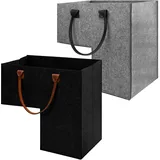 Sprießen 2 Stück Treppen Organizer Korb Aus Filz, Treppenkorb Stufenkorb Mit Kunstleder Griffen, Faltbarer Filz-Treppenkorb, Für Aufbewahrung, Organizer, Heimdekoration