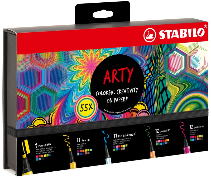 Stabilo Arty Creative Set  55Er Pack  Fineliner, Filzschreiber, Premium-Filzstifte, Premium-Filzstifte Mit Dicker Keilspitze & Premium-Filzstift Mit F