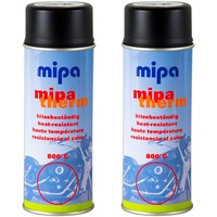 2x MIPA Mipatherm Schwarz Thermolack Ofenlack hitzebeständig bis 800°C 400 ml