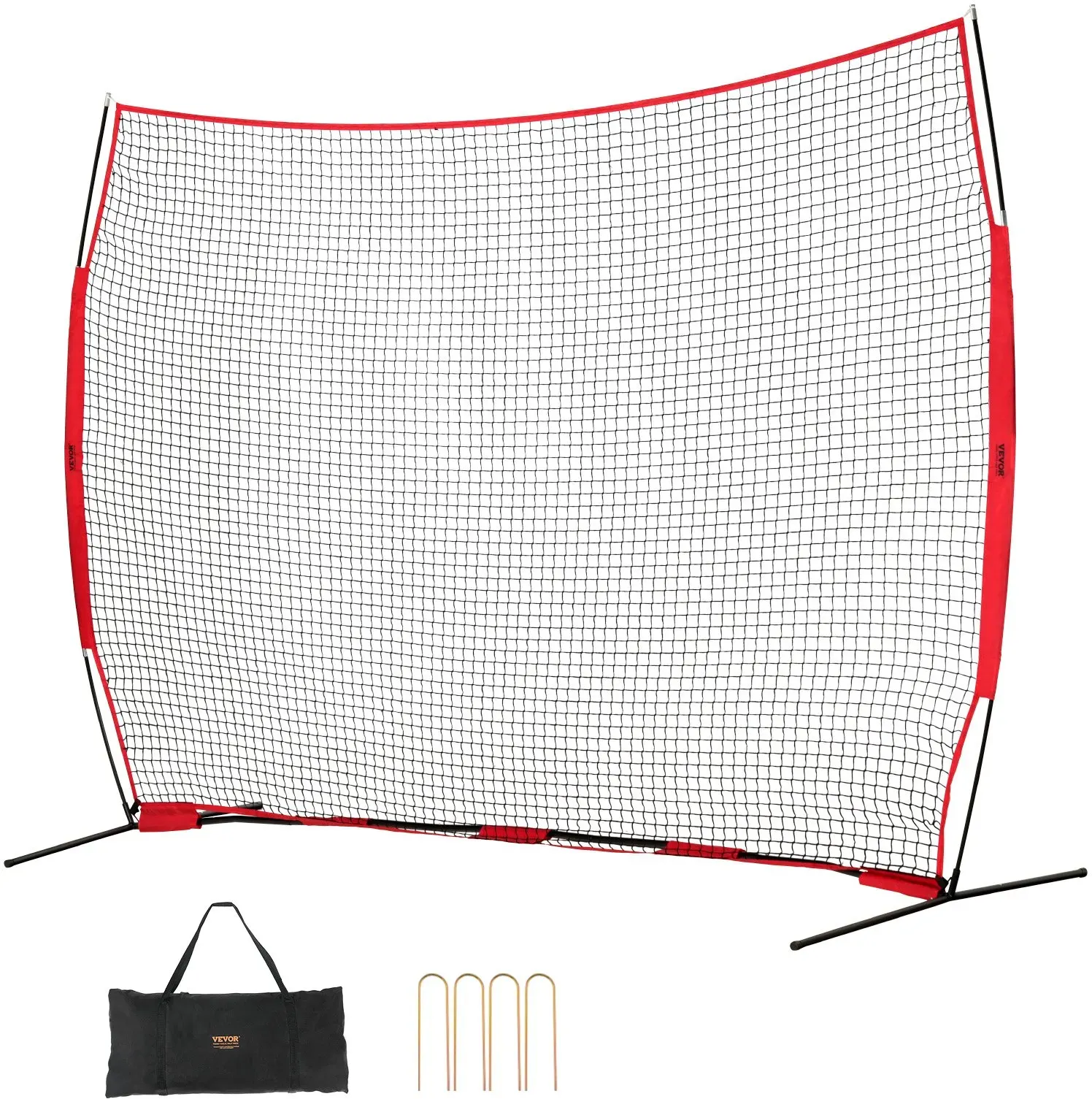 VEVOR Barrikaden-Backstop-Netz, 393 x 140 x 275 cm Ballsport-Absperrnetz, Tragbare Übungsausrüstung mit Tragetasche, Schutzschirm für Baseball-, Softball-, Lacrosse-, Fußball- und Hockeytraining