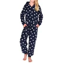 normann Mädchen Schlafanzug Jumpsuit Coralfleece in navy | Gr.: 152