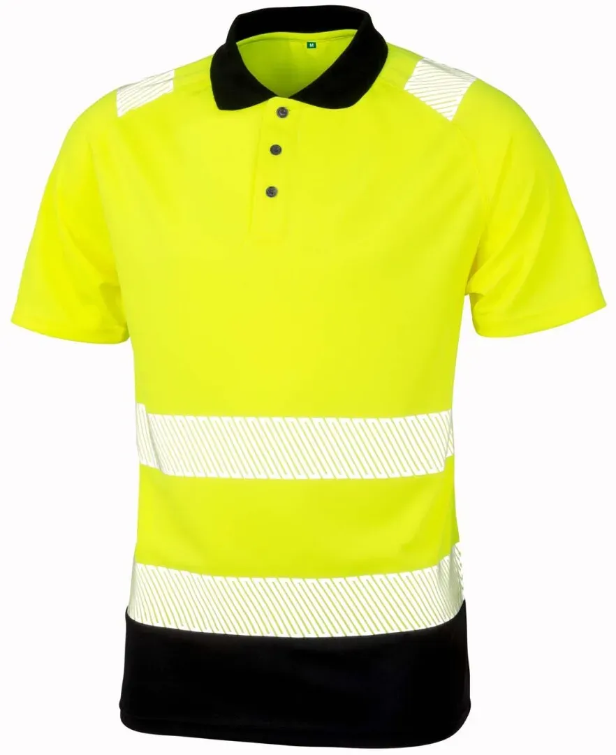 Result Genuine Recycled Herren Sicherheits Polo Warnschutz-Polo R501X fluorescent yellow/black XXL/3XL
